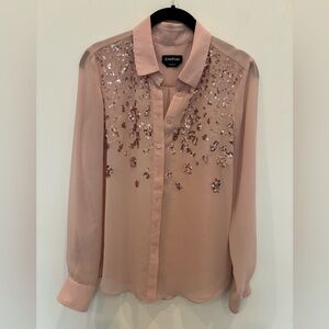 Bebe Blush Sequin Embellished Blouse Small